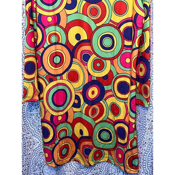 Hippie Costume Dress Size 3X Colorful Circle Pattern Long Sleeve with accessorie - Picture 6 of 12